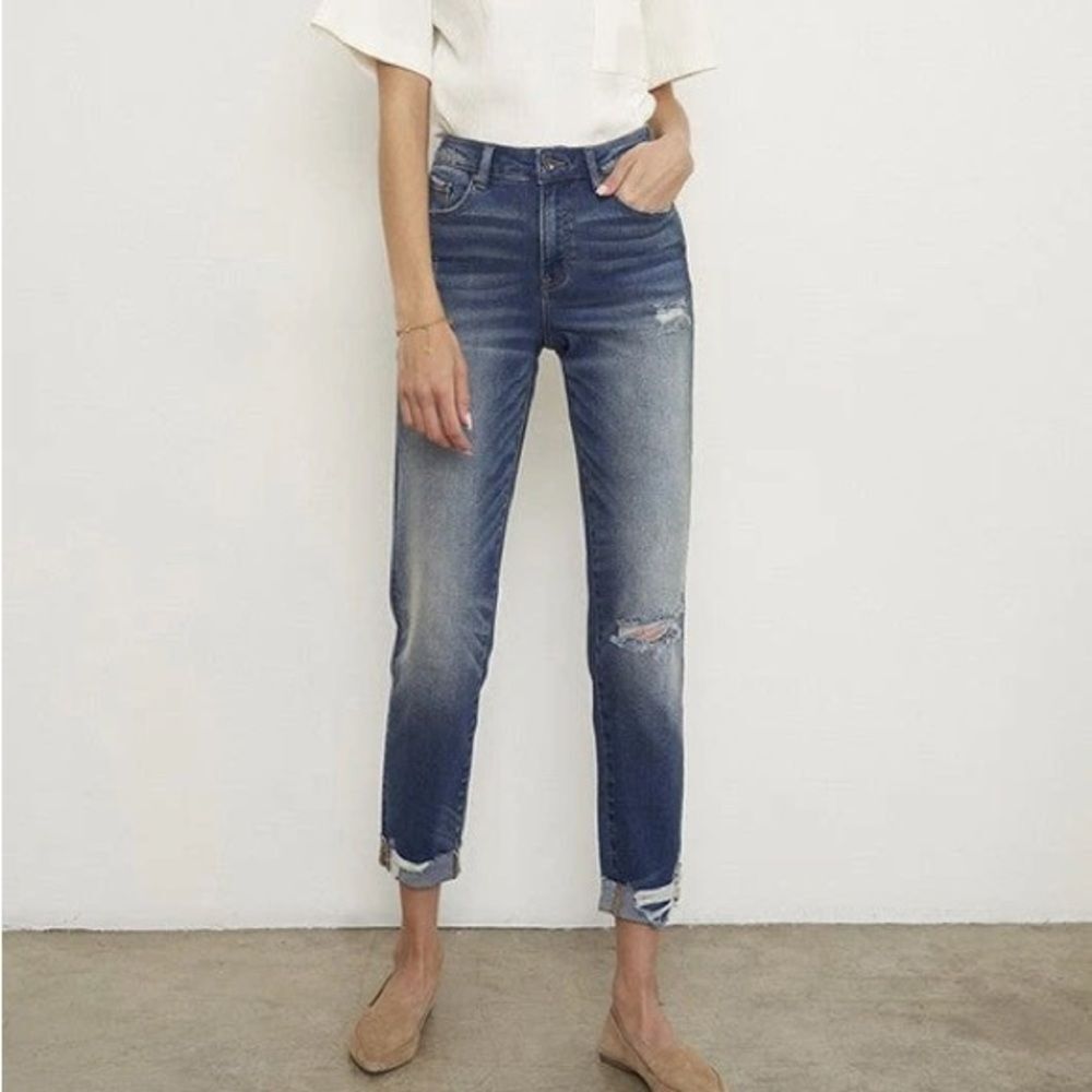 Insane Gene Relaxed Boyfriend Stretch Denim Ankle Distressed Jeans Size 3/25